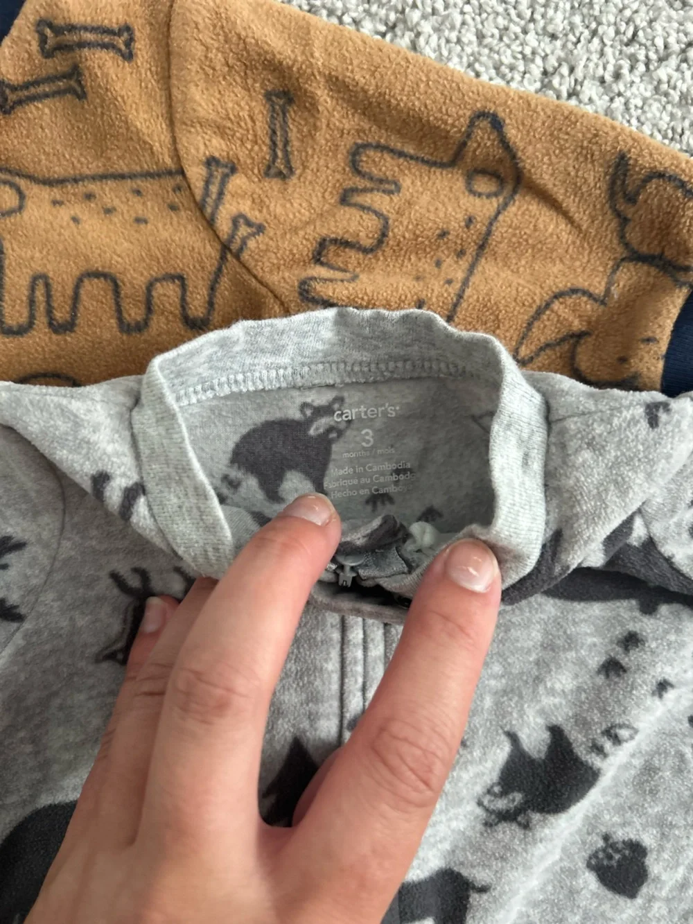 Carter's Brown and Gray Woodland Animal Footed Pajamas Set